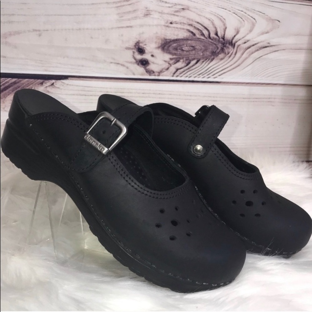 DANSKO Leather Cut Out Buckle Mary Jane Black 39/9
